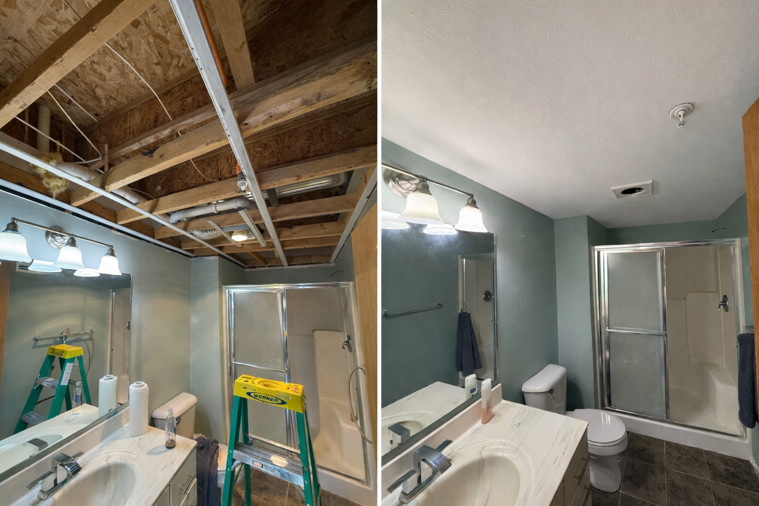 Bathroom ceiling and paint refresh after renovation work